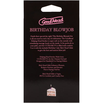 GoodHead Birthday Blowjob Kit - Birthday Cake GoodHead Glide with Helping Head Stroker