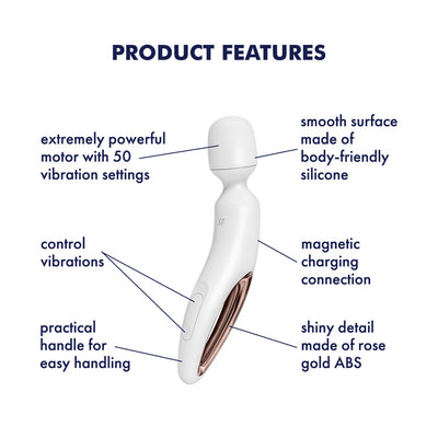 Satisfyer Wand-erland - White - White/Rose Gold USB Rechargeable Massage Wand