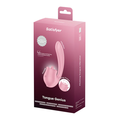 Satisfyer Tongue Genius - Pink USB Rechargeable Vibrator with Flicking Clit Stimulator