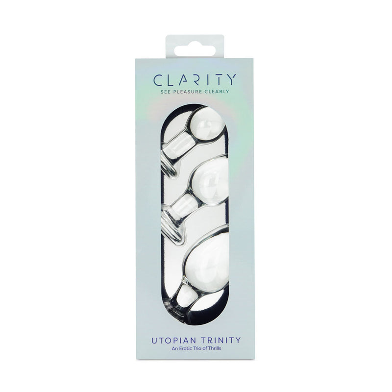 Clarity - Utopian Trinity - Clear Glass Butt Plugs - Set of 3 Sizes