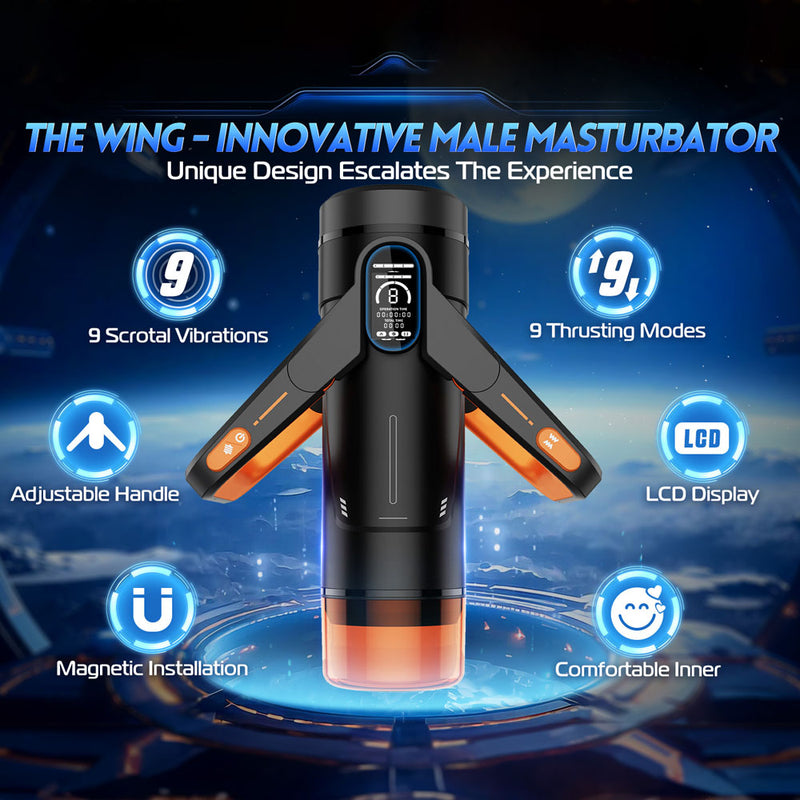 CyberSkin The Wing - Black USB Rechargeable Thrusting & Massaging Auto Masturbator with Heater