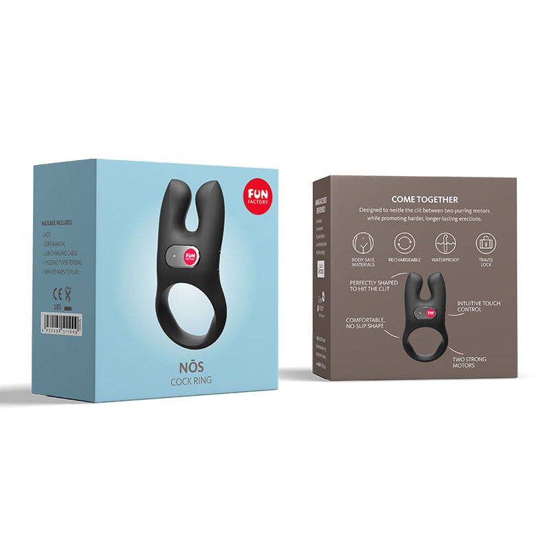Fun Factory NOS black - Black USB Rechargeable Vibrating Cock Ring