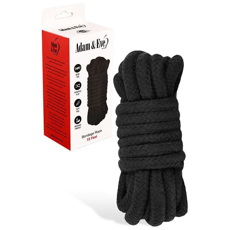 Adam & Eve BONDAGE ROPE - 4.5 metre (15 feet) - Black Bondage Rope - 4.5 metre Length