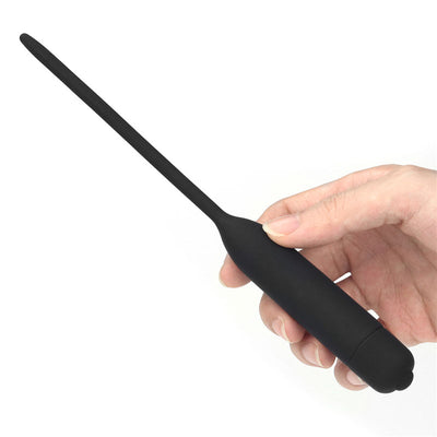 Ultimate Silicone Vibrating Urethral Dilator - Black Vibrating Urethral Sound