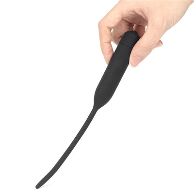 Ultimate Silicone Vibrating Urethral Dilator - Black Vibrating Urethral Sound