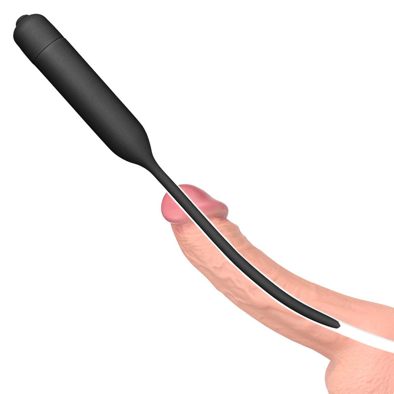 Ultimate Silicone Vibrating Urethral Dilator - Black Vibrating Urethral Sound