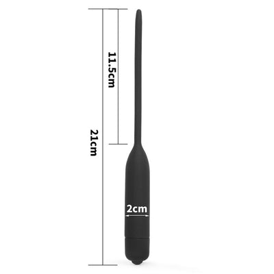 Ultimate Silicone Vibrating Urethral Dilator - Black Vibrating Urethral Sound