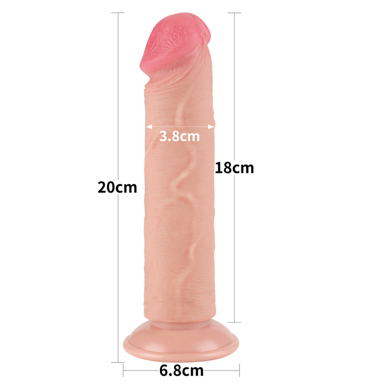 Sliding Skin Dual Layer Dong - Flesh 20 cm (8&