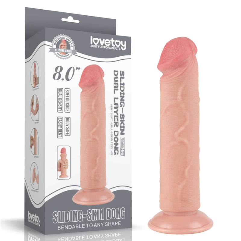 Sliding Skin Dual Layer Dong - Flesh 20 cm (8&