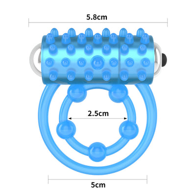 Lumino Play Vibrating Penis & Balls Ring - Glow in the Dark Blue Vibrating Cock Ring