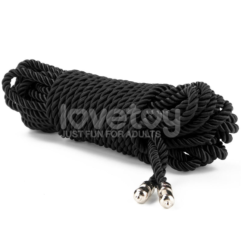 Rebellion Reign Silky Bondage Rope - Black - Black Bondage Rope - 10 metre length