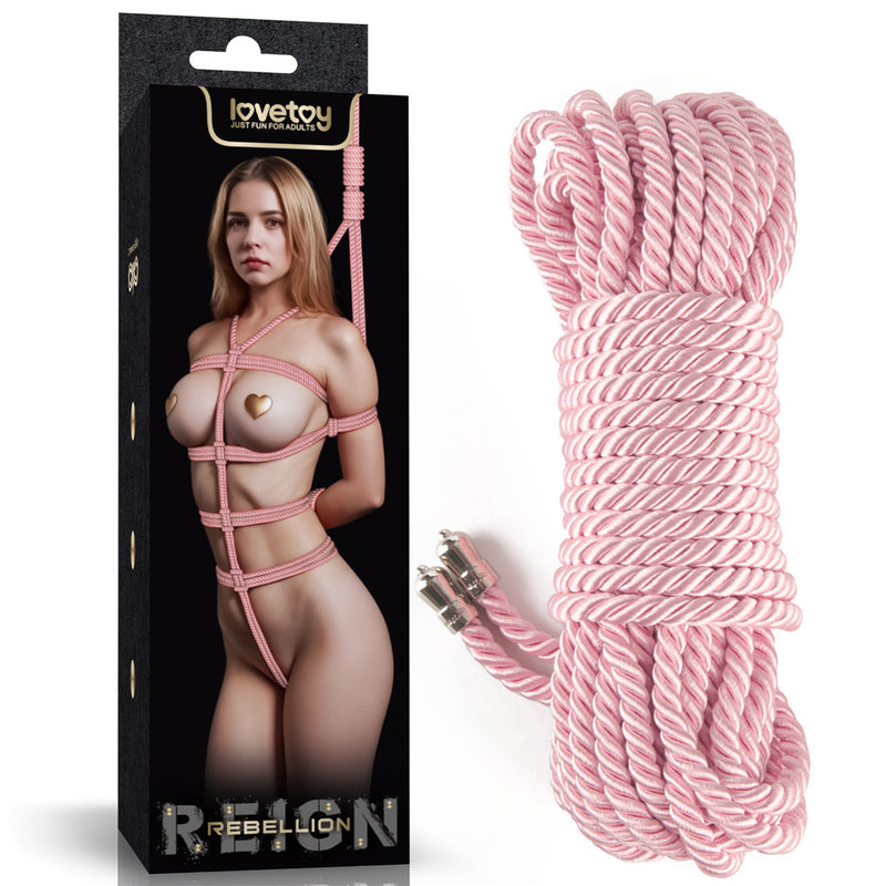 Rebellion Reign Silky Bondage Rope - Pink - Pink Bondage Rope - 10 metre length