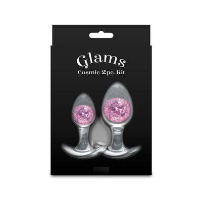 Glams Cosmic 2pc Kit - Pink - Clear/Pink Butt Plugs - Set of 2 Sizes