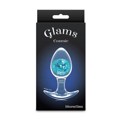 Glams Cosmic - Medium - Blue - Clear/Blue 9.5 cm Small Butt Plug