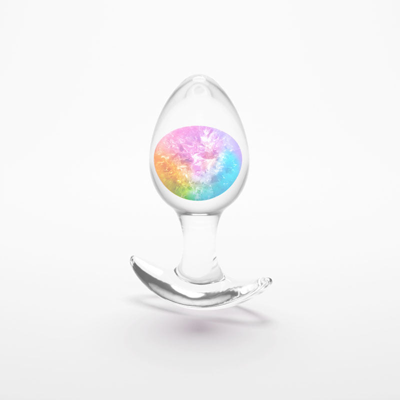 Glams Cosmic - Medium - Rainbow - Clear/Rainbow 9.5 cm Small Butt Plug