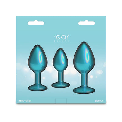 Rear Assets Trainer Kit - Iridescent Teal - Iridescent Teal Metallic Butt Plugs - Set of 3 Sizes
