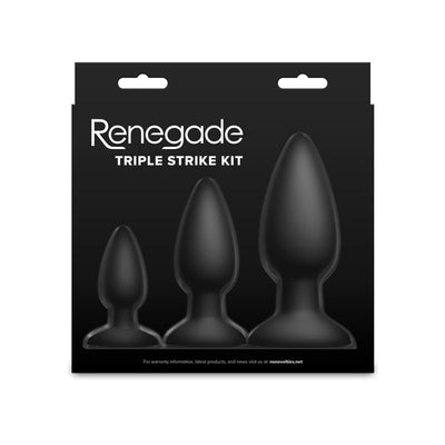 Renegade Triple Strike Kit - Black - Black Butt Plugs - Set of 3 Sizes