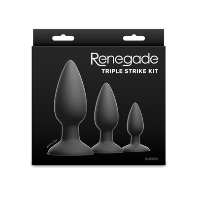 Renegade Triple Strike Kit - Black - Black Butt Plugs - Set of 3 Sizes