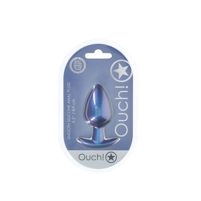 OUCH! Anal Plug - Large - Metallic Blue - Metallic Blue 8.9 cm Large Butt Plug