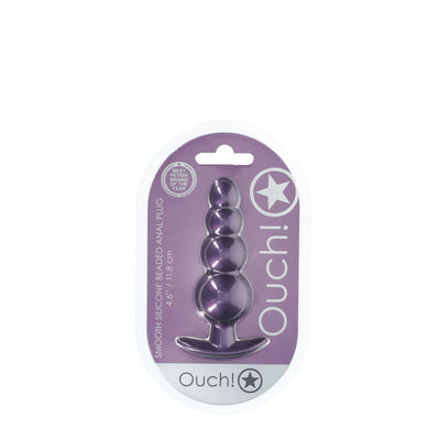 OUCH! Beaded Anal Plug - Metallic Purple - Metallic Purple 11.7 cm Butt Plug