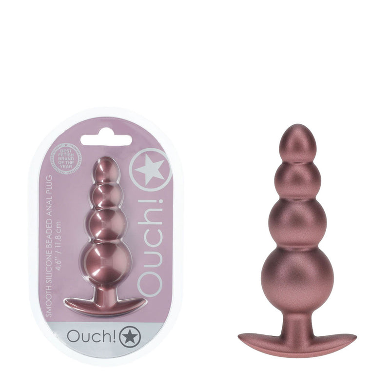 OUCH! Beaded Anal Plug - Rose Gold - Rose Gold 11.7 cm Butt Plug