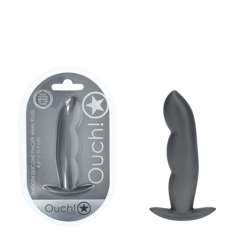 OUCH! Finger Anal Plug - Gun Metal - Gun Metal Grey 11.7 cm Butt Plug