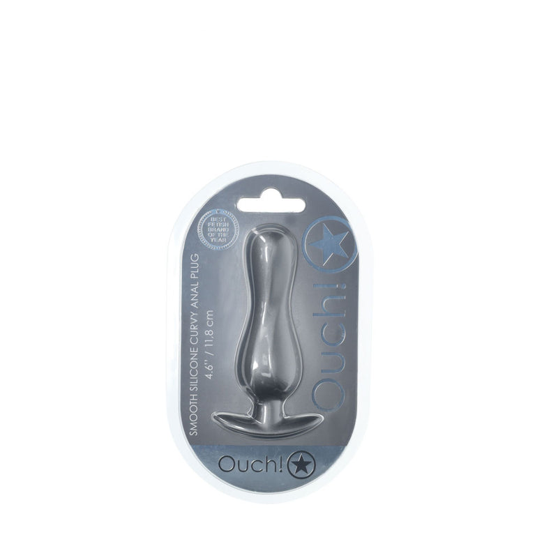 OUCH! Curvy Anal Plug - Gun Metal - Gun Metal Grey 11.7 cm Butt Plug