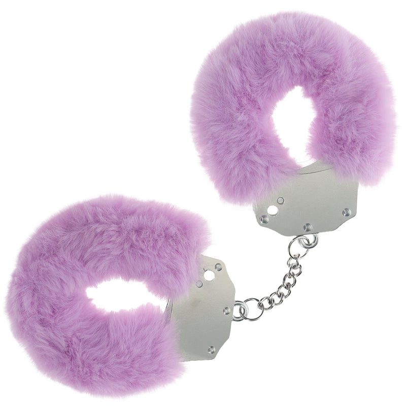 OUCH! Heavy-Duty Fluffy Cuffs - Lavender - Lavender Fluffy Restraints