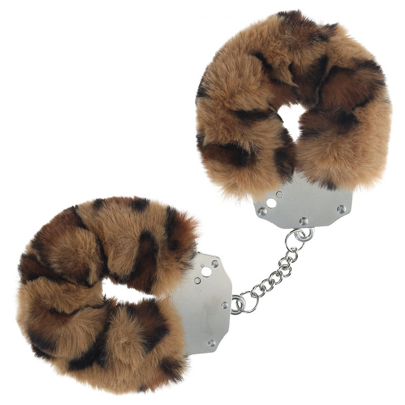 OUCH! Heavy-Duty Fluffy Cuffs - Leopard - Leopard Fluffy Restraints