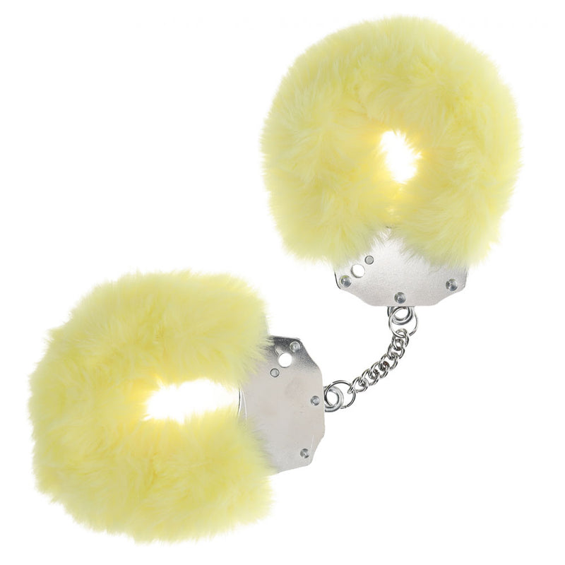 OUCH! Heavy-Duty Fluffy Cuffs - Yellow - Yellow Fluffy Restraints