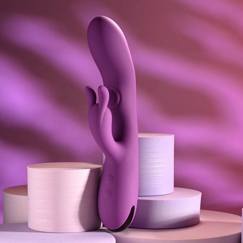 Playboy Pleasure BUSY BUNNY - Purple 22.6 cm USB Rechargeable Rabbit Vibrator with Tapping Shaft