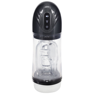 PUMPED SonicPull - Gunmetal - Gunmetal Grey/Clear USB Rechargeable Sucking And Vibrating Auto Masturbator