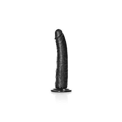 REALROCK Realistic Slim Dildo with Suction Cup - 20.5cm - Black 20.5 cm (8'') Dong