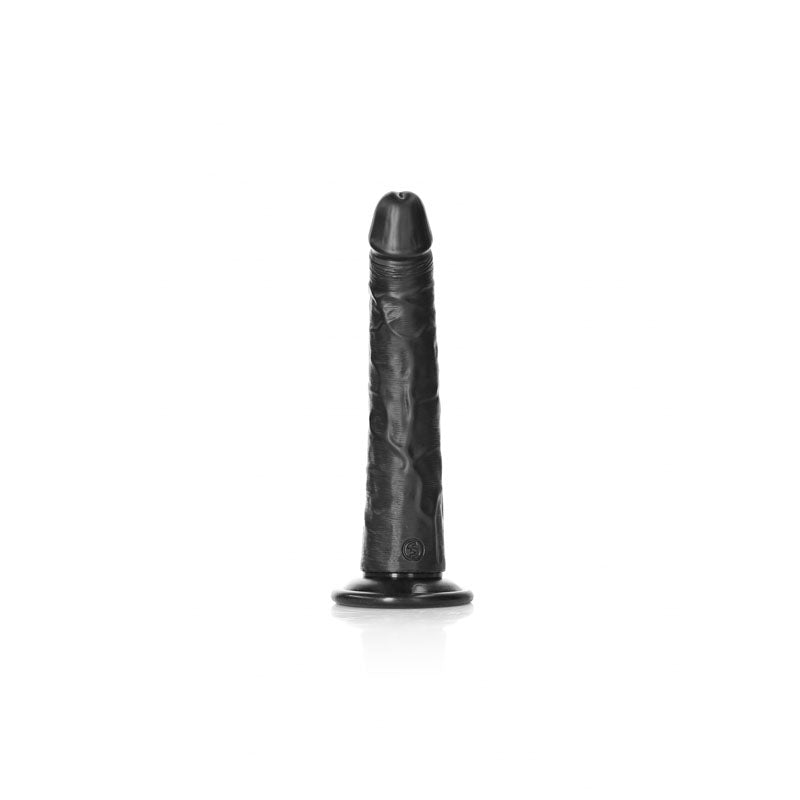 REALROCK Realistic Slim Dildo with Suction Cup - 20.5cm - Black 20.5 cm (8&