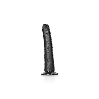 REALROCK Realistic Slim Dildo with Suction Cup - 20.5cm - Black 20.5 cm (8'') Dong