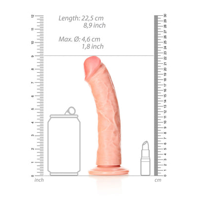 REALROCK Realistic Regular Curved Dildo with Suction Cup - 20 cm