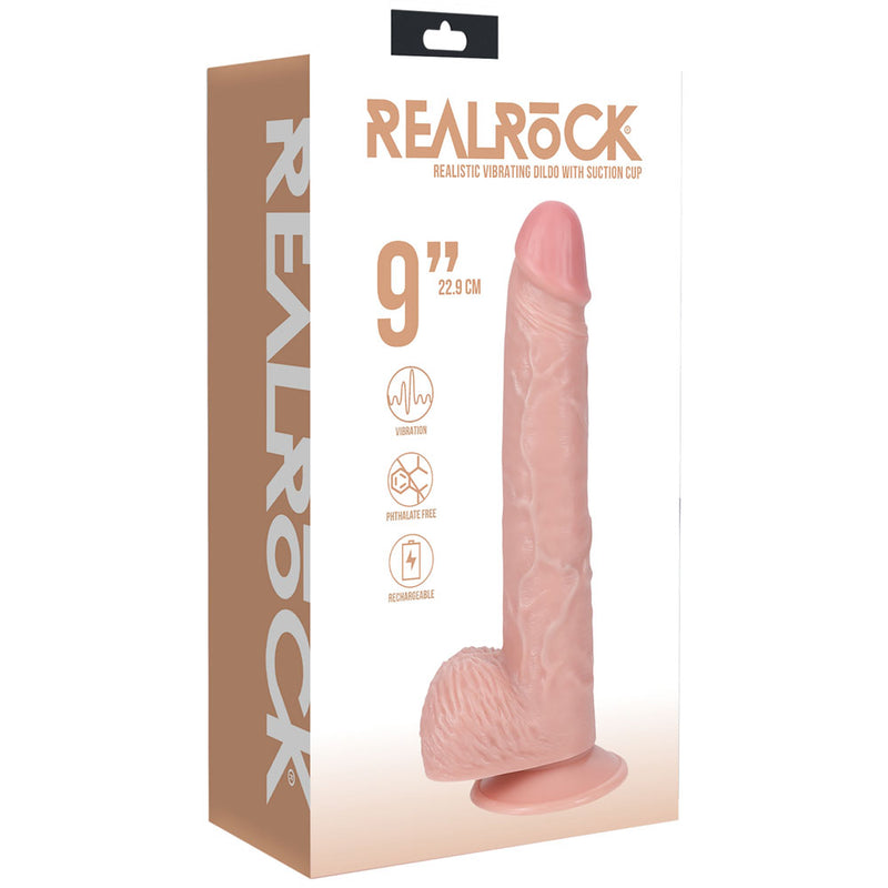 REALROCK 23cm Vibrating Cock + Balls - Flesh