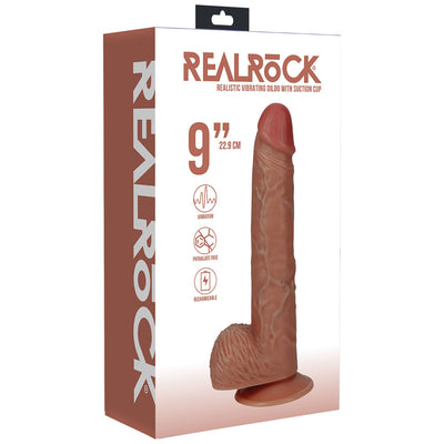 REALROCK 23cm Vibrating Cock + Balls - Tan