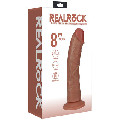 REALROCK 20cm Vibrating + Rotating Cock - Tan