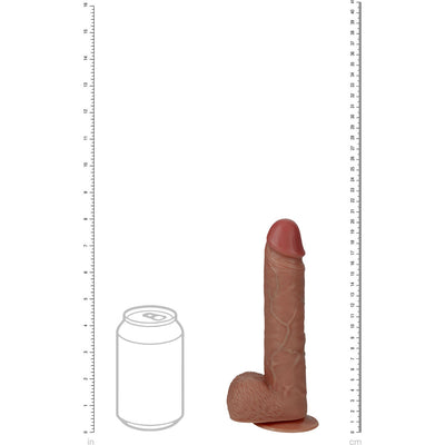 REALROCK 20cm Vibrating + Rotating Cock + Balls - Tan