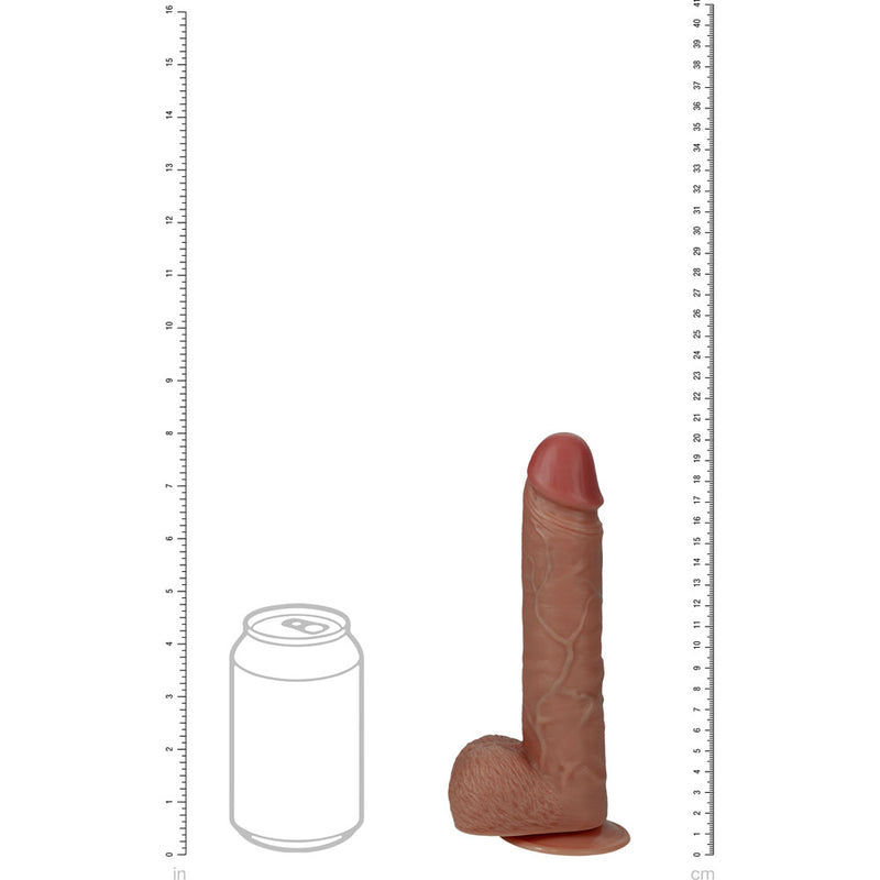 REALROCK 20cm Vibrating + Rotating Cock + Balls - Tan