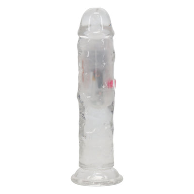 REALROCK 6'' No Balls Wireless Rechargeable LED Vibrating Dong - Clear with LED 16.5 cm USB Rechargeable Vibrating Dong with Remote