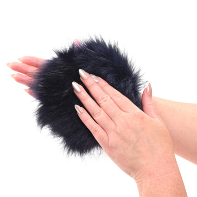 Sex & Mischief Cougar Spiked Sensory Glove - Navy Blue Furry Glove with Metal Spikes