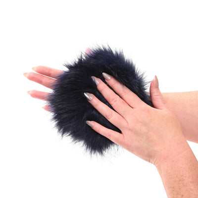 Sex & Mischief Cougar Spiked Sensory Glove - Navy Blue Furry Glove with Metal Spikes