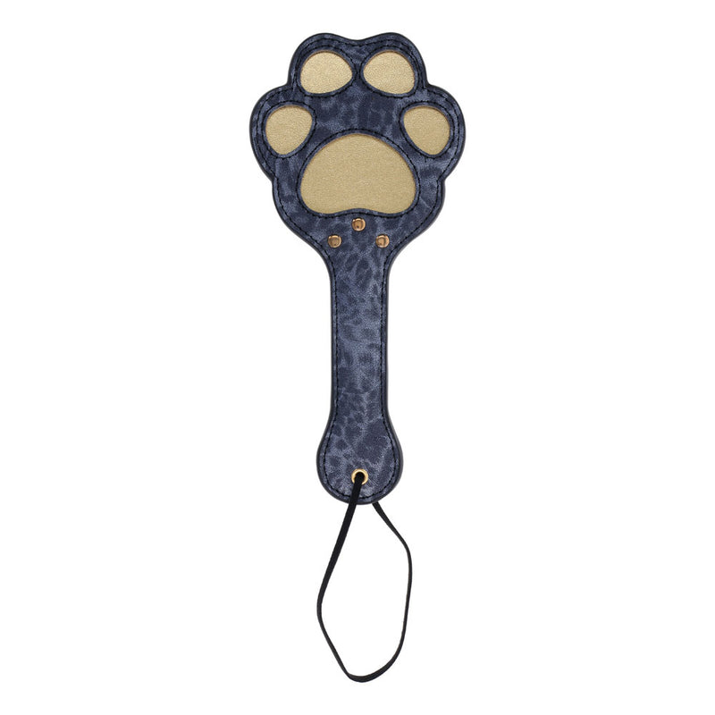 Sex & Mischief Cougar Paw Paddle - Navy Blue/Gold Spanking Paddle