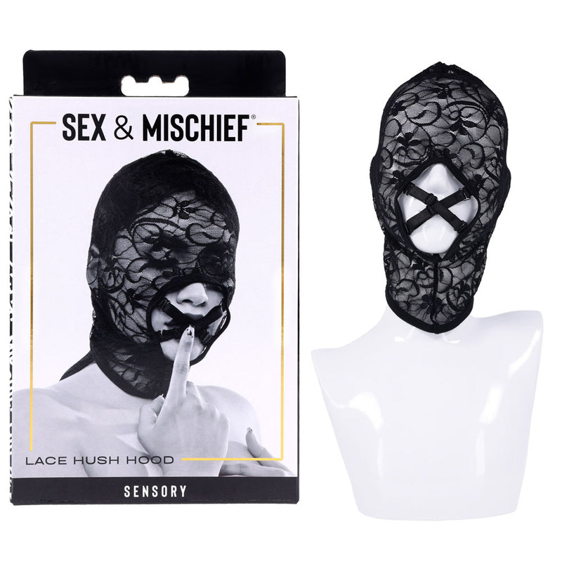Sex & Mischief Lace Hush Hood - Black Hood