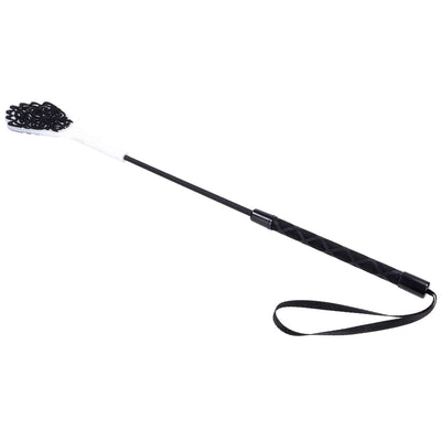 Sex & Mischief Lace Silicone Crop - Black/White 50 cm Crop Whip