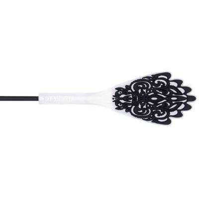 Sex & Mischief Lace Silicone Crop - Black/White 50 cm Crop Whip
