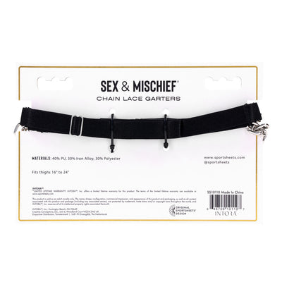 Sex & Mischief Chain Lace Garters - Black/Metal Garters