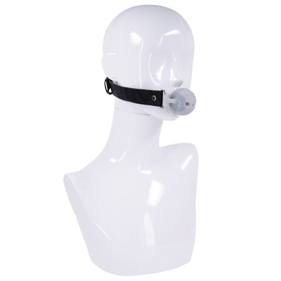 Sex & Mischief Lace Silicone Breathable Ball Gag - Black/Grey Mouth Restraint